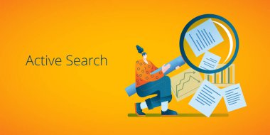 Kız çeşitli belgeleri görmek ve gerekli bilgileri aramak için bir büyüteç kullanıyor..