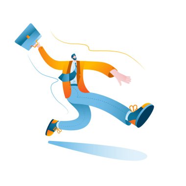 Elinde evrak çantası olan mutlu bir iş adamı..