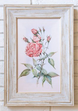 Şablon. El çizimi batik ipek çiçekler ve beyaz arka planda yapraklar.