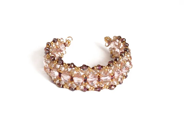 Bracelet Composé Perles Différentes Couleurs Fabriquées Main Sur Fond — Photo