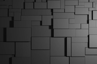 Karanlık küplerden soyut fütüristik arka plan. Mimarlık, teknoloji. 3d oluşturma.