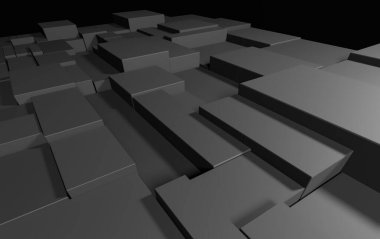 Karanlık küplerden soyut fütüristik arka plan. Mimarlık, teknoloji. 3d oluşturma.
