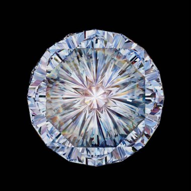 Siyah arka planda farklı renklerde pırıldayan elmas kristaller. 3d oluşturma.