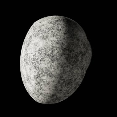 Siyah arka planda uzayda atmosferi olmayan bilinmeyen küçük bir gezegen. 3d illüstrasyon