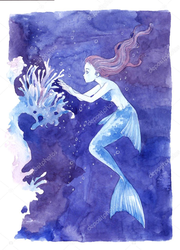 The mermaid with coral reef