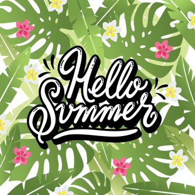 Tropikal illüstrasyon vektör. Popüler tarzı yazı.