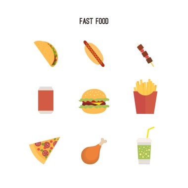fast food ürün kümesi. 