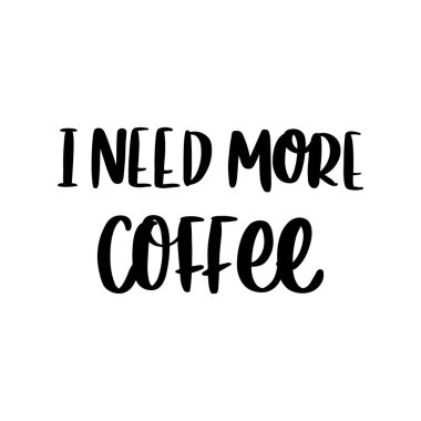Mektup cümlesi: Daha fazla kahveye ihtiyacım var. Kart, kupa, broşür, poster, tişört, telefon kılıfı gibi şeylerde kullanılabilir.. 