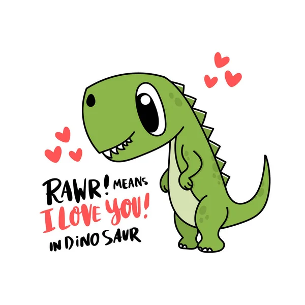 Divertido Personaje Dinosaurio Tiranosaurio Lindo Rex Adorable Reptil Jurásico Inscripción — Archivo Imágenes Vectoriales