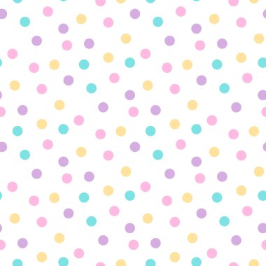 Rengarenk konfetiyle basit bir desen. Paketleme, ambalaj kağıdı, dekor gibi şeylerde kullanılabilir. Beyaz arkaplanda vektör illüstrasyonu. 