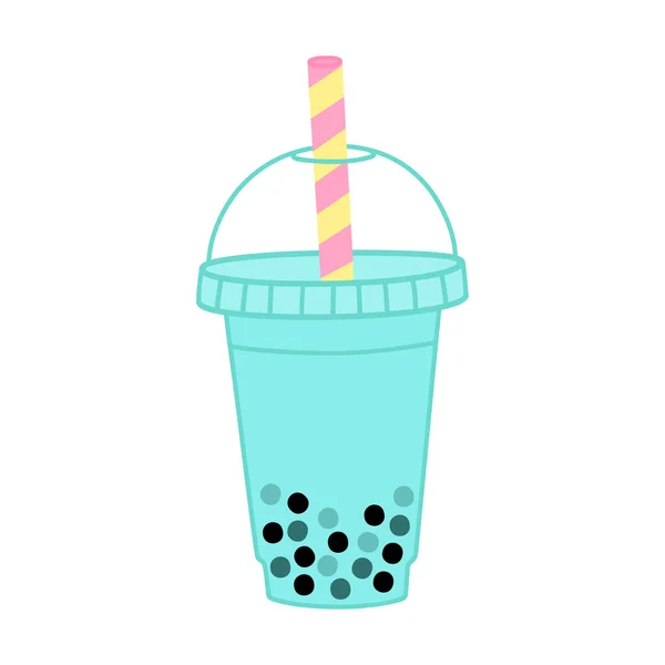 Thé Lait Bulle Avec Délicieuses Perles Tapioca Thé Boba Boisson — Image vectorielle