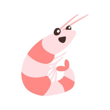 Beyaz arka planda izole edilmiş komik karakter kırmızı karides ya da Antarktik krilleri. Düz vektör illüstrasyonu