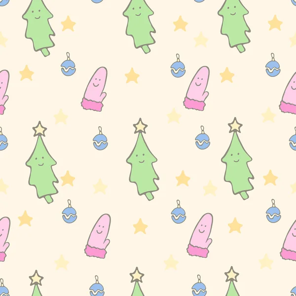 Joyeux arbre de Noël et mitaine — Image vectorielle