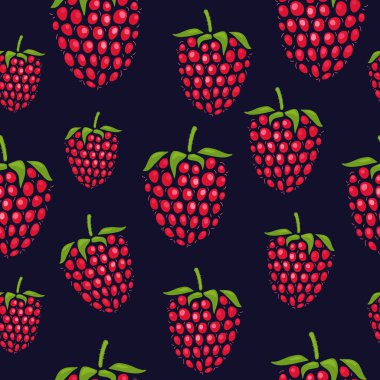 Pattern with raspberries of different size