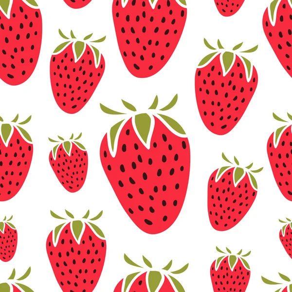 Pattern with strawberries of different size — Stockvector