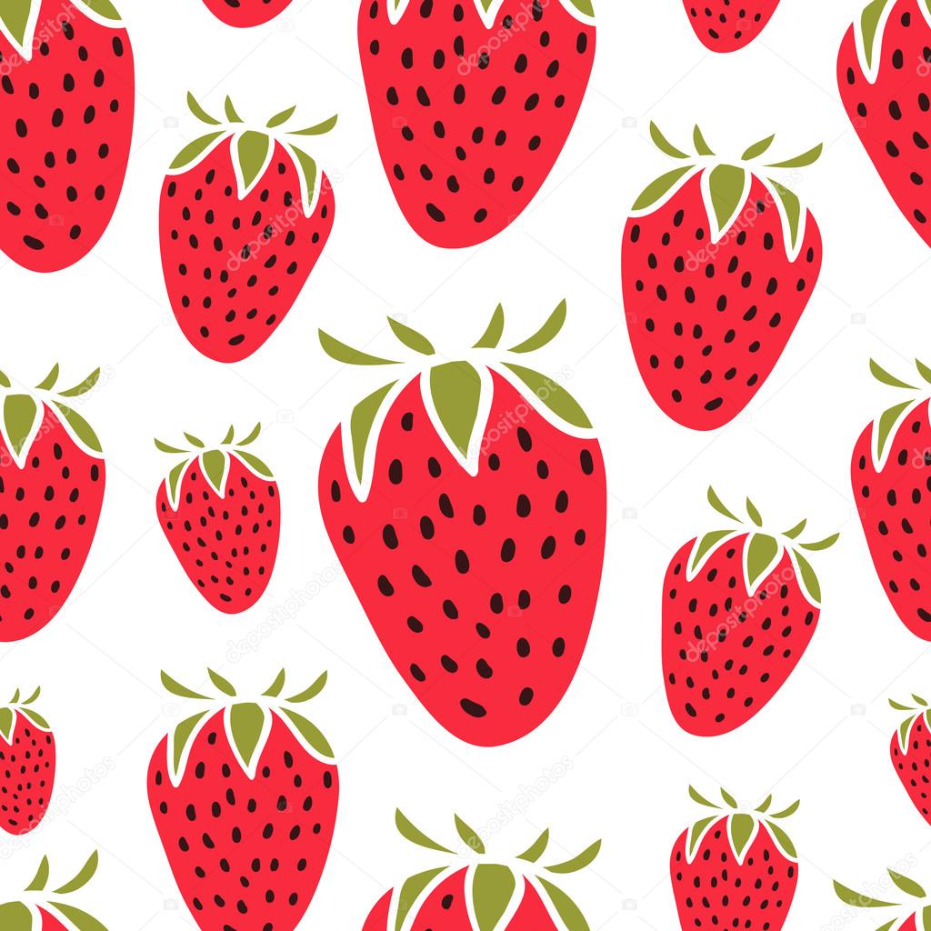 Pattern with strawberries of different size