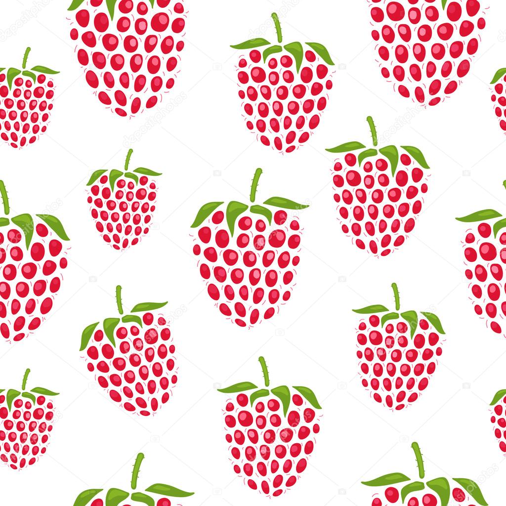 Pattern with raspberries of different size