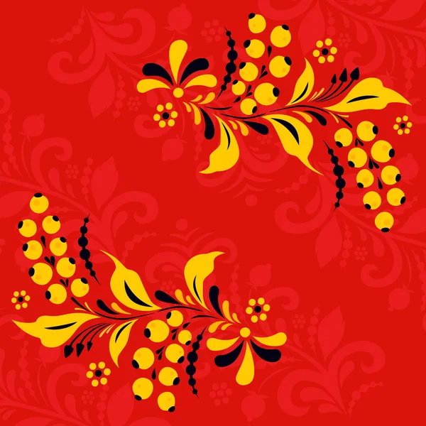 Card with frame in style Khokhloma — 图库矢量图片