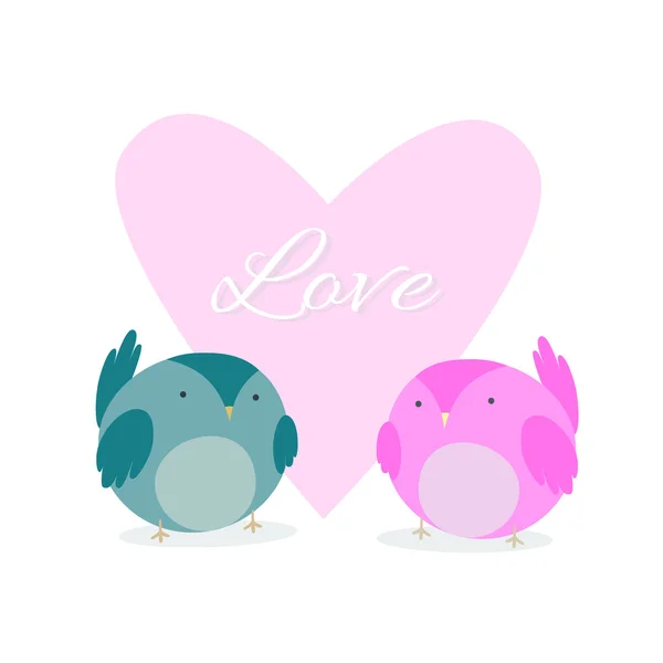 Karta do Valentine's Day z serca. Ptaki miłości. — Wektor stockowy