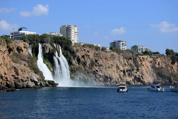 Blick Auf Antalya Vom Mittelmeer Aus Unterer Duden Wasserfall Antalya — Stockfoto