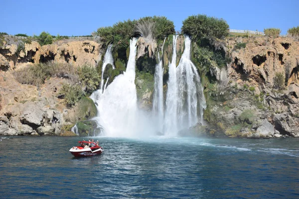 Utsikt Över Antalya Från Medelhavet Nedre Duden Waterfall Antalya City — Stockfoto