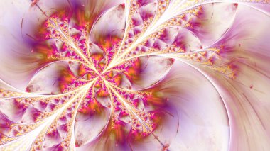 Renkli simetrik fraktal desen çiçek ya da kelebek şeklinde vitray şeklinde. Bilgisayar tarafından oluşturulan grafikler.