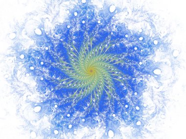 Sanat projeleri, kartlar, iş yerleri, posterler için güzel, soyut bir çiçek. 3 boyutlu illüstrasyon, bilgisayar tarafından oluşturulan fraktal. Fraktal alev arka planı. Çiçek süsü