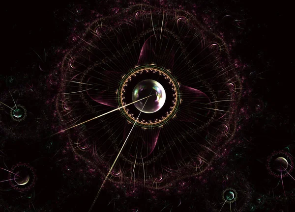 Composition of clock hands, gears and abstract design elements. Clock and abstract elements as a metaphor for science, education and modern technologies. Shiny colorful fractal space, digital artwork for creative graphic design