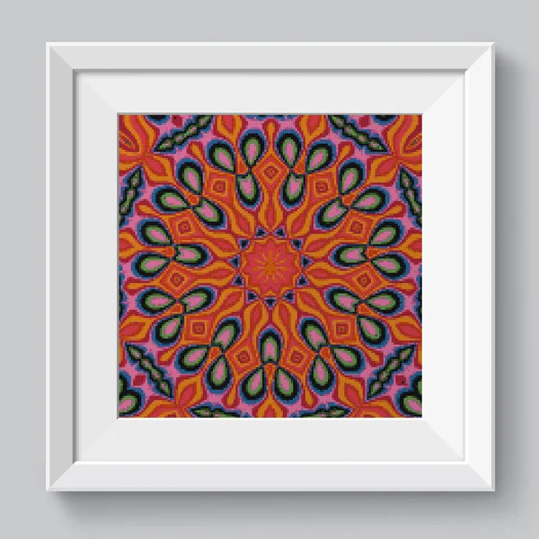 Parlak Renkli Mandala Kutsal Geometri Çapraz Dikiş Nakışının Resmi Örülmüş — Stok fotoğraf