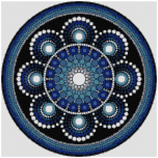 Mandala Coloré Lumineux Géométrie Sacrée Illustration Broderie Point Croix Imitation — Photo