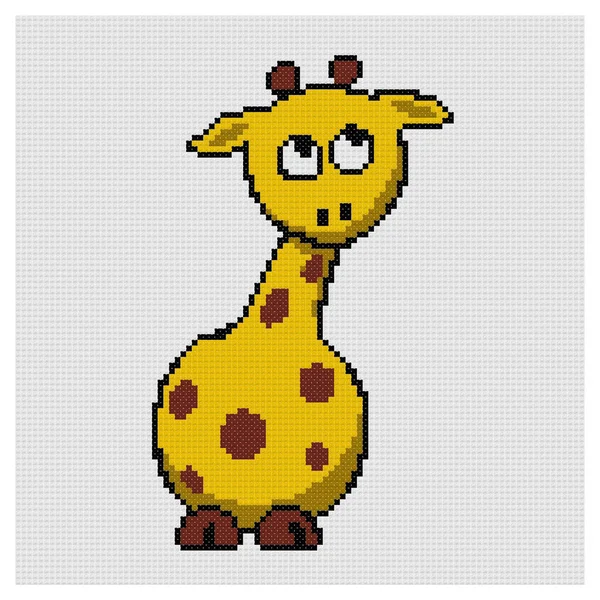 Funny Giraffe Cute Cartoon African Animal Illustration Cross Stitch Embroidery — Stock Photo, Image