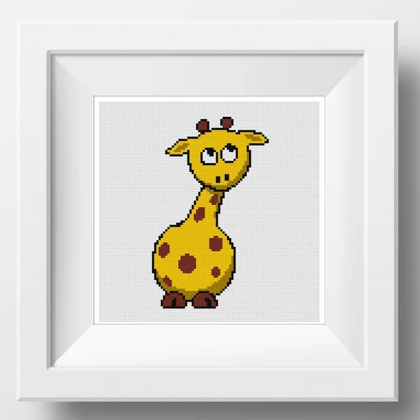 Grappige Giraffe Schattig Cartoon Afrikaans Dier Illustratie Van Kruissteek Borduurwerk — Stockfoto