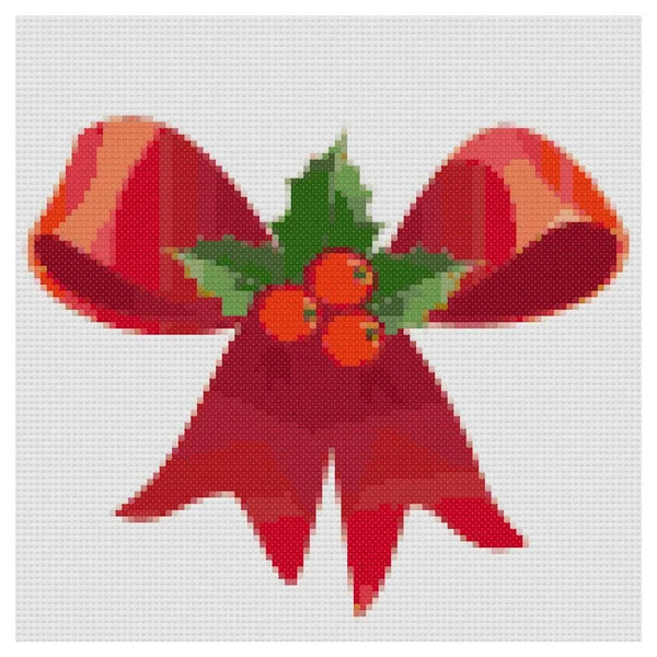 Χριστουγεννιάτικο Τόξο Διακόσμηση Εικονογράφηση Κεντήματος Σταυροβελονιά Απομίμηση Πλεκτής Δομής Καμβά — Φωτογραφία Αρχείου