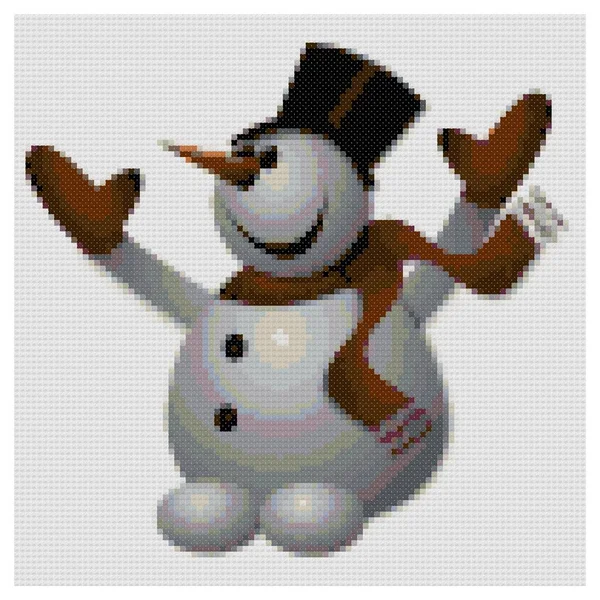 Χιονάνθρωπος Χριστούγεννα Σταυρό Βελονιά Εικονογράφηση Κεντήματος Σταυροβελονιά Απομίμηση Πλεκτής Δομής — Φωτογραφία Αρχείου