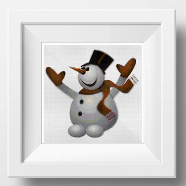 Snowman Christmas Cross Stitch Illustration Cross Stitch Embroidery Imitation Knitted — Stock Photo, Image