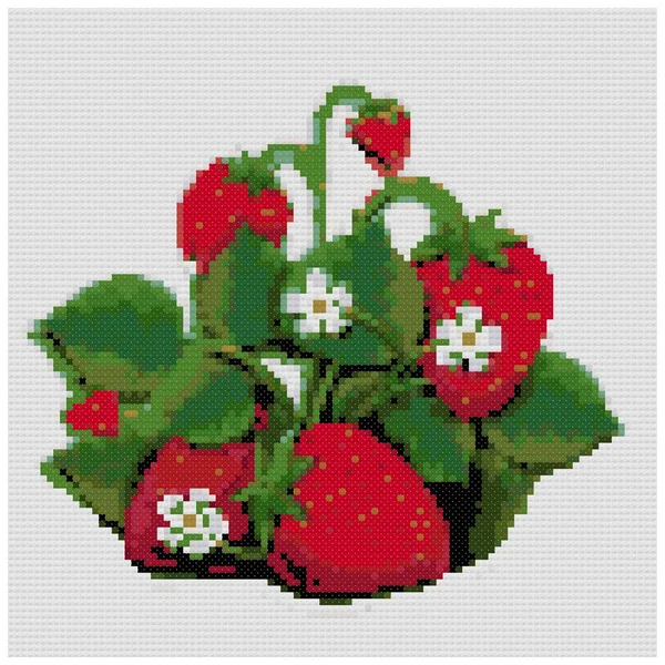 Fresh Wild Strawberries Ripe Garden Freshness Strawberries Illustration Cross Stitch — Stock Photo, Image