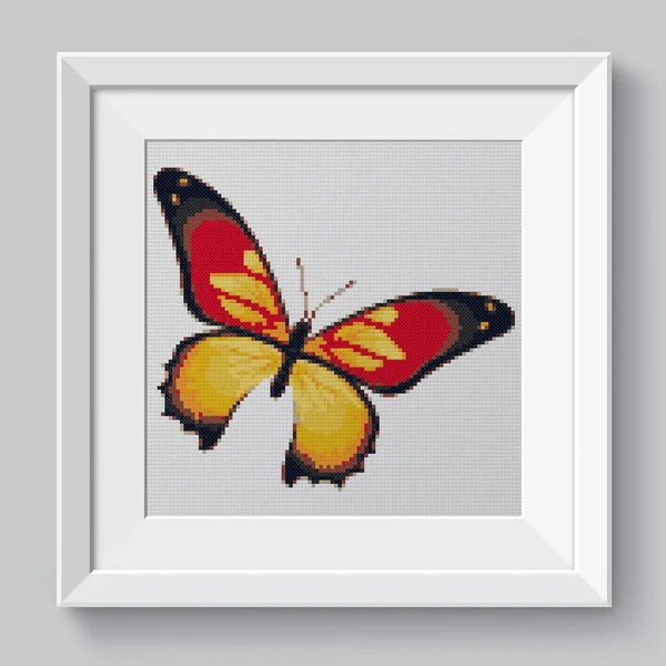 Colorful Butterfly Beautiful Fly Illustration Cross Stitch Embroidery Imitation Knitted — Stock Photo, Image