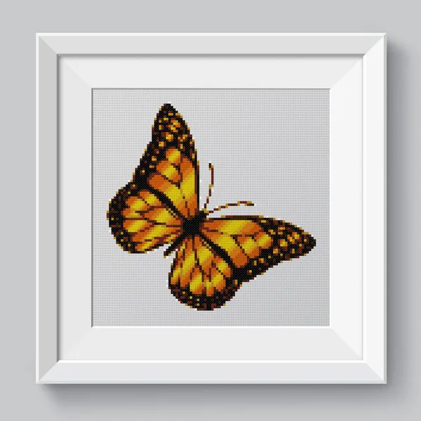 Colorful Butterfly Beautiful Fly Illustration Cross Stitch Embroidery Imitation Knitted — Stock Photo, Image