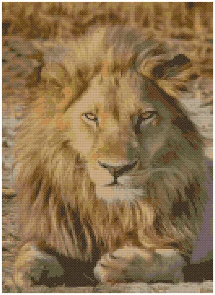 Retrato Enorme Hermoso León Africano Hermoso León Poderoso Ilustración Bordado — Foto de Stock