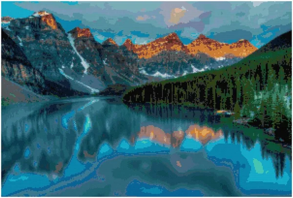 Ten Peaks Morraine Lake Parque Nacional Banff Ilustración Bordado Punto — Foto de Stock