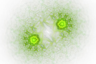 Yapısal olarak yeşil hücreler, fraktal. Soyut biyomitoz arka plan. İllüstrasyonla kapatıldı. Arkaplan bilimi ve tıbbi konsept. Yüksek teknoloji moleküllü biyokimya konsepti. 3D sanat eseri