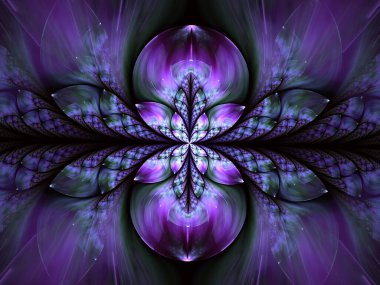 Güzel fraktal şekil ya da parlayan elementleri olan kelebek. Soyut fraktal simetrik şekiller, yaratıcı grafik için dijital logaritma, davetiyeler, defter kapakları, telefon kılıfı, kartpostallar,