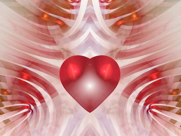 Diseño Fractal Rojo Forma Corazón Corazón Fractal Motivo Del Día — Foto de Stock