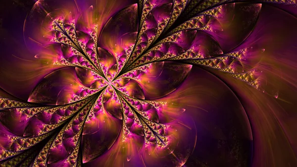 Güzel köşegen fraktal çiçek. Renkli simetrik kelebek boyalı cam tarzında. Dekor elementi. Yaratıcı tasarım, sanat ve eğlence için sanat eserleri. Bilgisayar tarafından oluşturulan grafikler