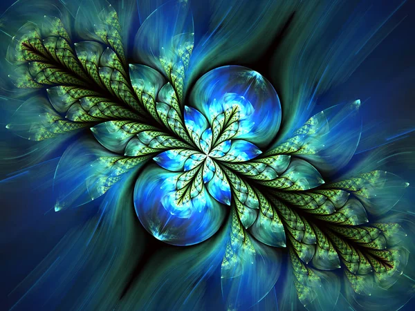 Streszczenie Mandali Lub Kwiat Obraz Generowany Komputerowo Sztuka Fraktalna Symetryczny — Zdjęcie stockowe