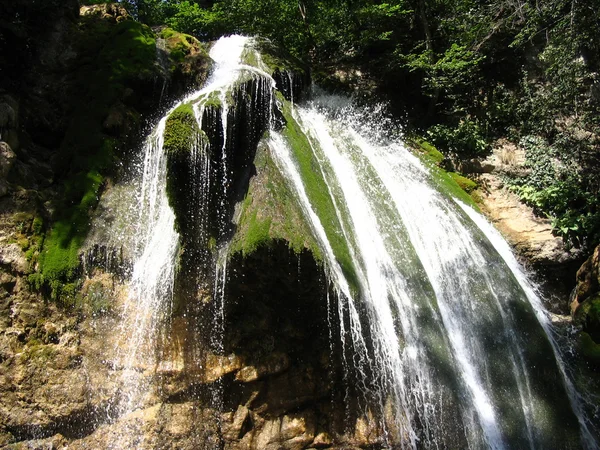 Cascade de Dzhur-Dzhur dans la forêt tropicale. Ukraine. Crimée . — Photo