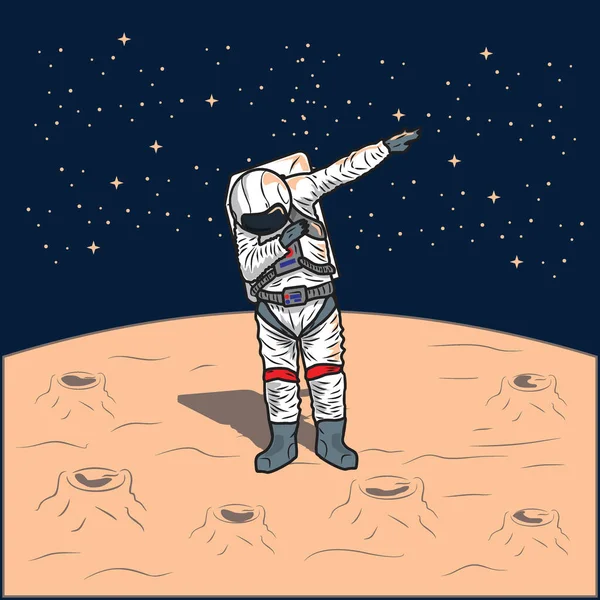 Astronautas Fazendo Dab Celebração Lua Handrawn Ilustração Para Cartaz Papel Ilustração De Stock