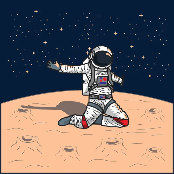 宇航员在月球上为海报 壁纸等手工画图庆祝 免版税图库插图