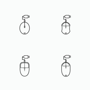 USB bağlantı ana hatlı fare - bilgisayar çevresel, elektronik ve teknoloji donanım simgesi