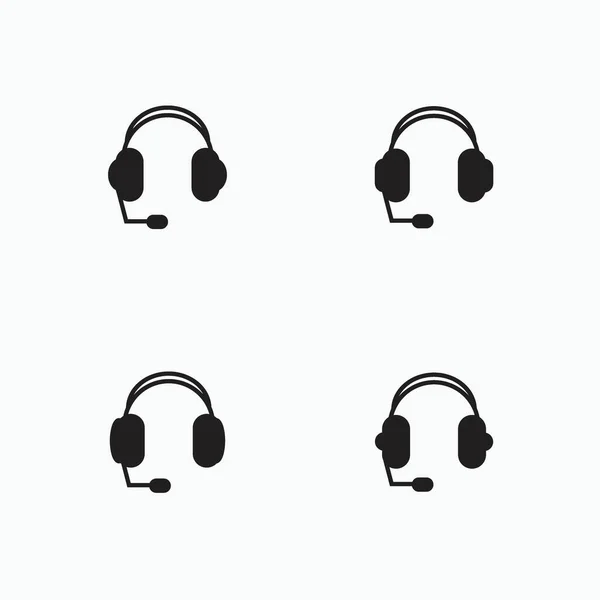 Mikrofon Siluet Simgesi Olan Kulaklıklar Bilgisayar Müzik Moda Benzeri Elektronik — Stok Vektör